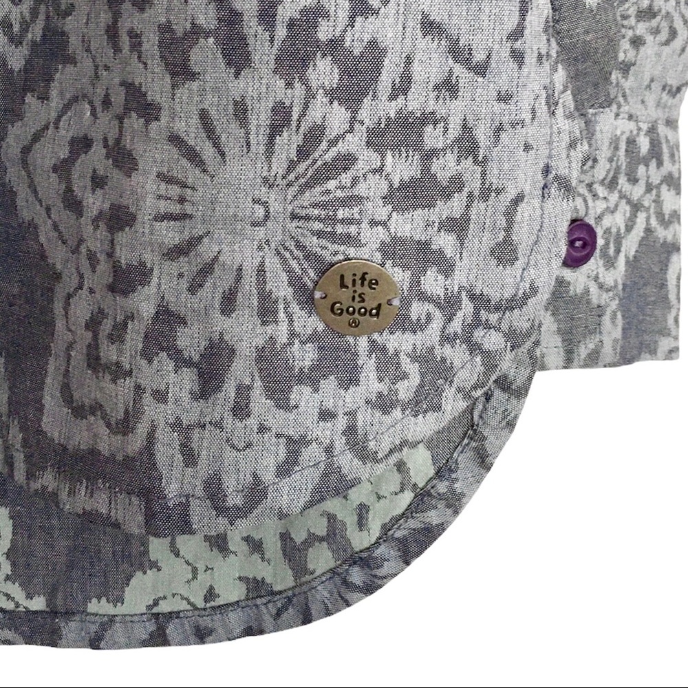 Life is Good Good Vibes Mandala All Over Button Up Shirt NWT | S - Picture 5 of 6